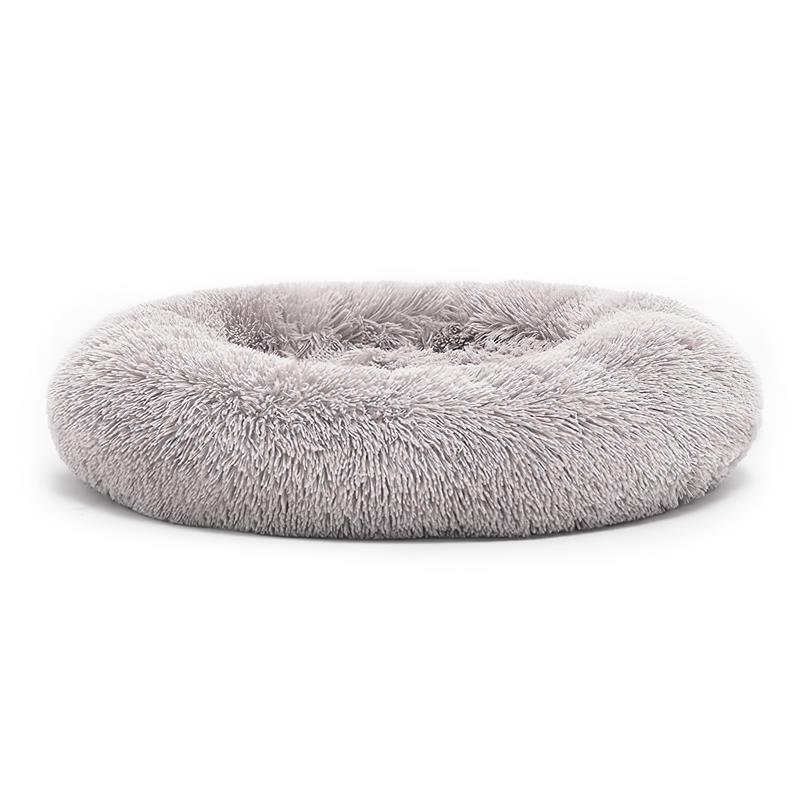 RF Mehko okroglo ležišče plišasta postelja siva