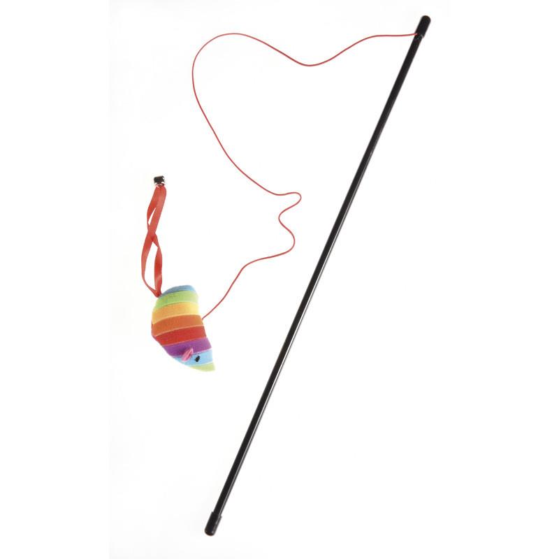 RF CAT&RINA Mačja Igrača palica s pisano miško 46cm