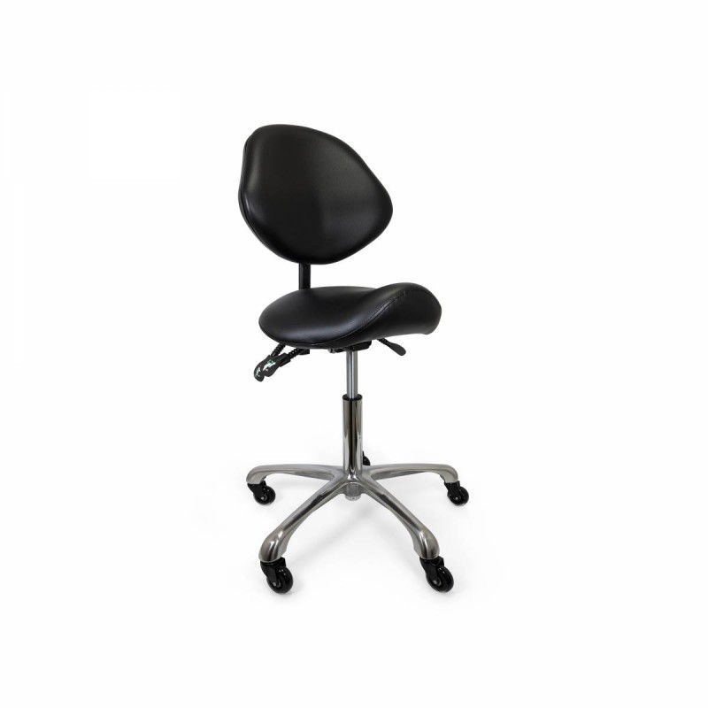 Grooming ergonomski stol jahač z naslonjalom - črn