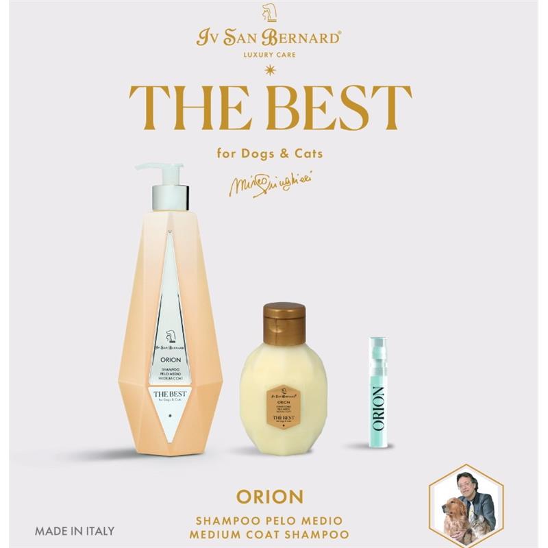Komplet The Best Orion Medium Coat (Šampon 550 ml + Balzam vzorec 120 ml + Parfum vzorec 2 ml)