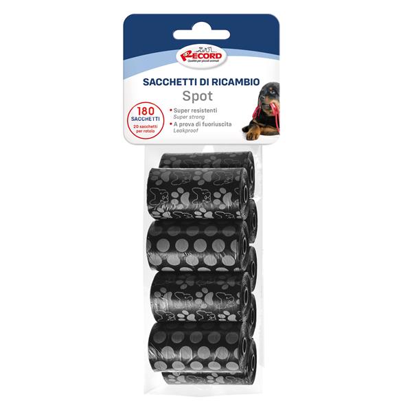 RF Vrečke črne z vzorcem za pasje iztrebke, 9 rol po 20 vrečk (27,5 x 30,5 cm) 180/1