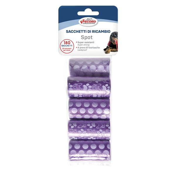 RF Vrečke vijola z vzorcem za pasje iztrebke, 9 rol po 20 vrečk (27,5 x 30,5 cm) 180/1