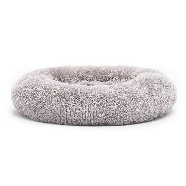 RF Mehko okroglo ležišče plišasta postelja siva