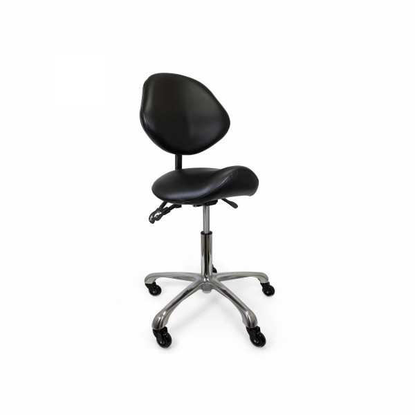 Grooming ergonomski stol jahač z naslonjalom - črn