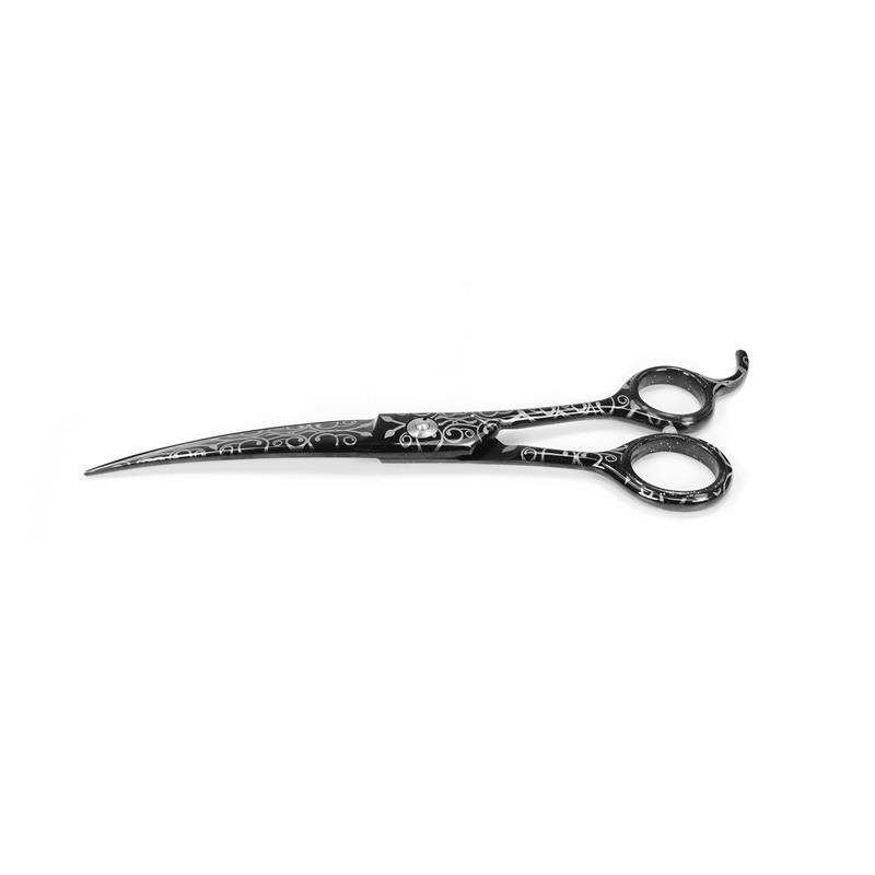 RF Škarje Record Professional BLACK stainless steel (21,6 cm) -  ukrivljene