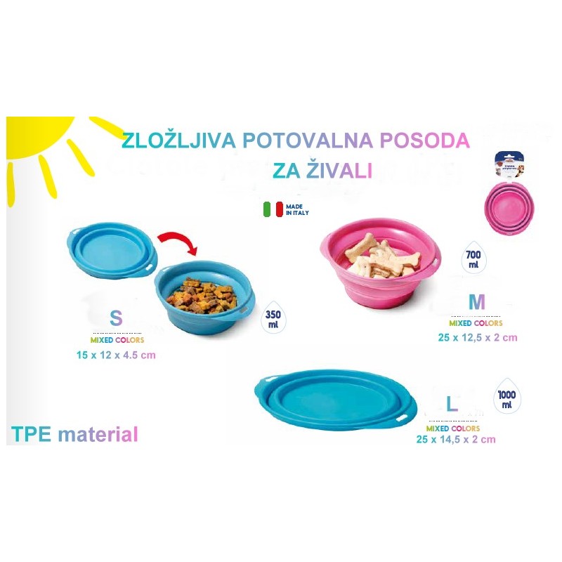 RF zložljiva potovalna posoda za živali