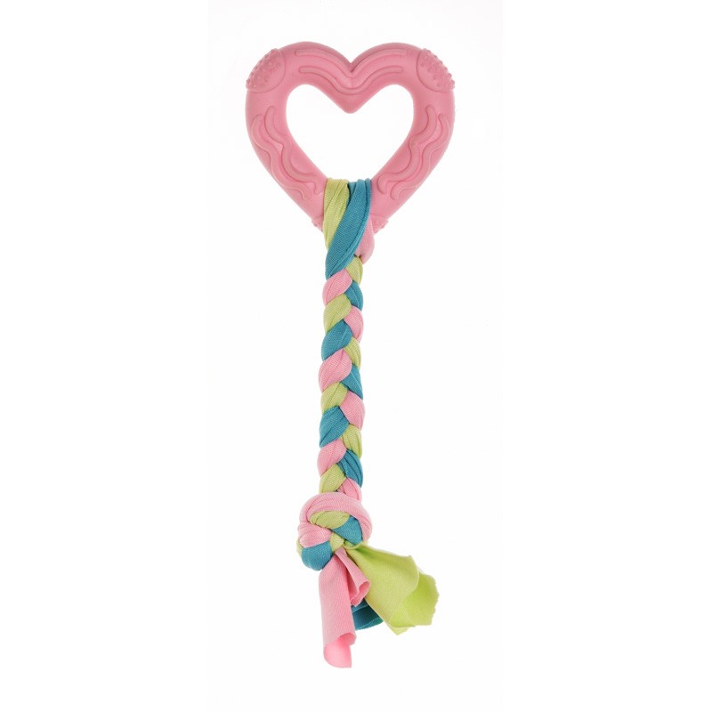 RF Igrača Puppy Srček za žvečenje iz TPR z vrvjo