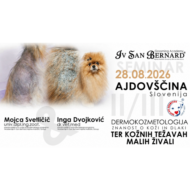 Strokovni seminar: Dermokozmetologija - znanost o koži, dlaki ter kožnih težavah malih živali